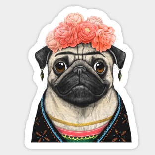 Pug Frida Sticker